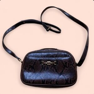 Sam Edeman Snake Print Crossbody Bag with Gold Accents